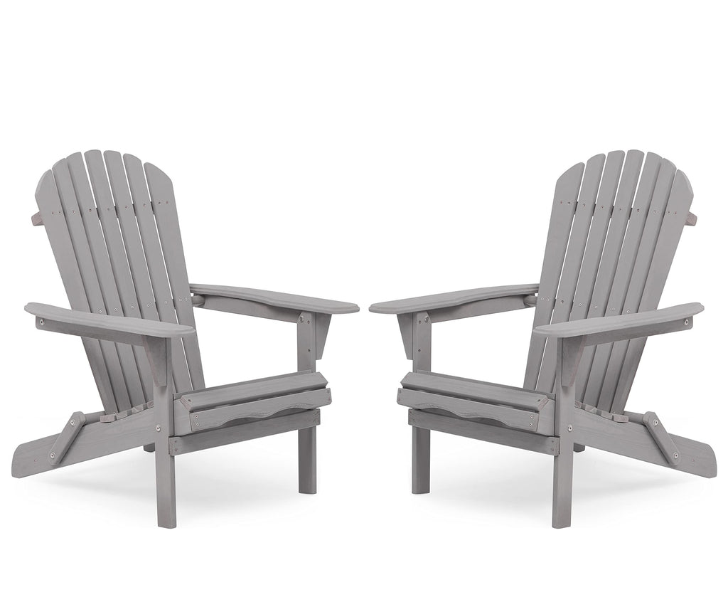 Wooden Folding Adirondack Chairs Set of 2 Solid Cedar Q2796