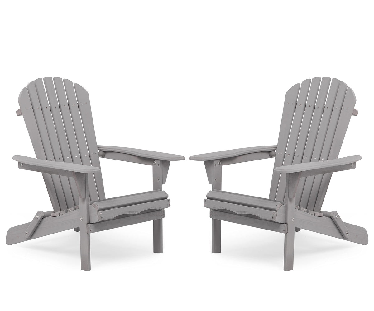 Wooden Folding Adirondack Chairs Set of 2 Solid Cedar Q2796