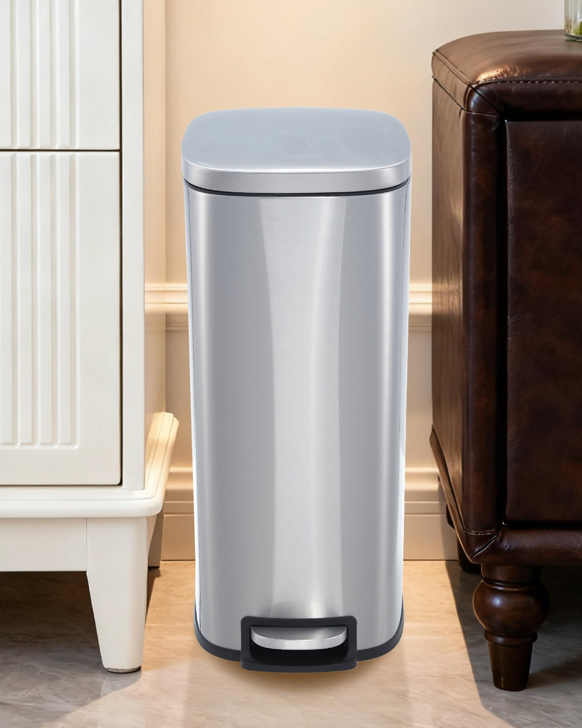 Stainless Steel Vertical Arc Trash Can 50L U2012