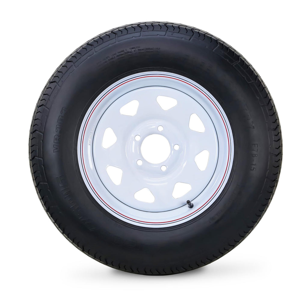 Trailer Tire Wheel ST205/75D15 6PR 101L 5X4.5 White Spoke Rim T328