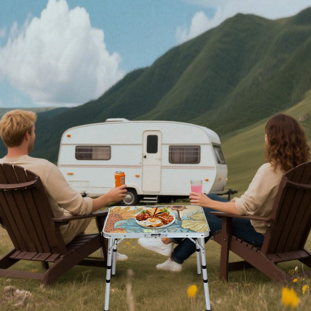 Small Folding Camping Table Aluminum 3 Adjustable Heights C131