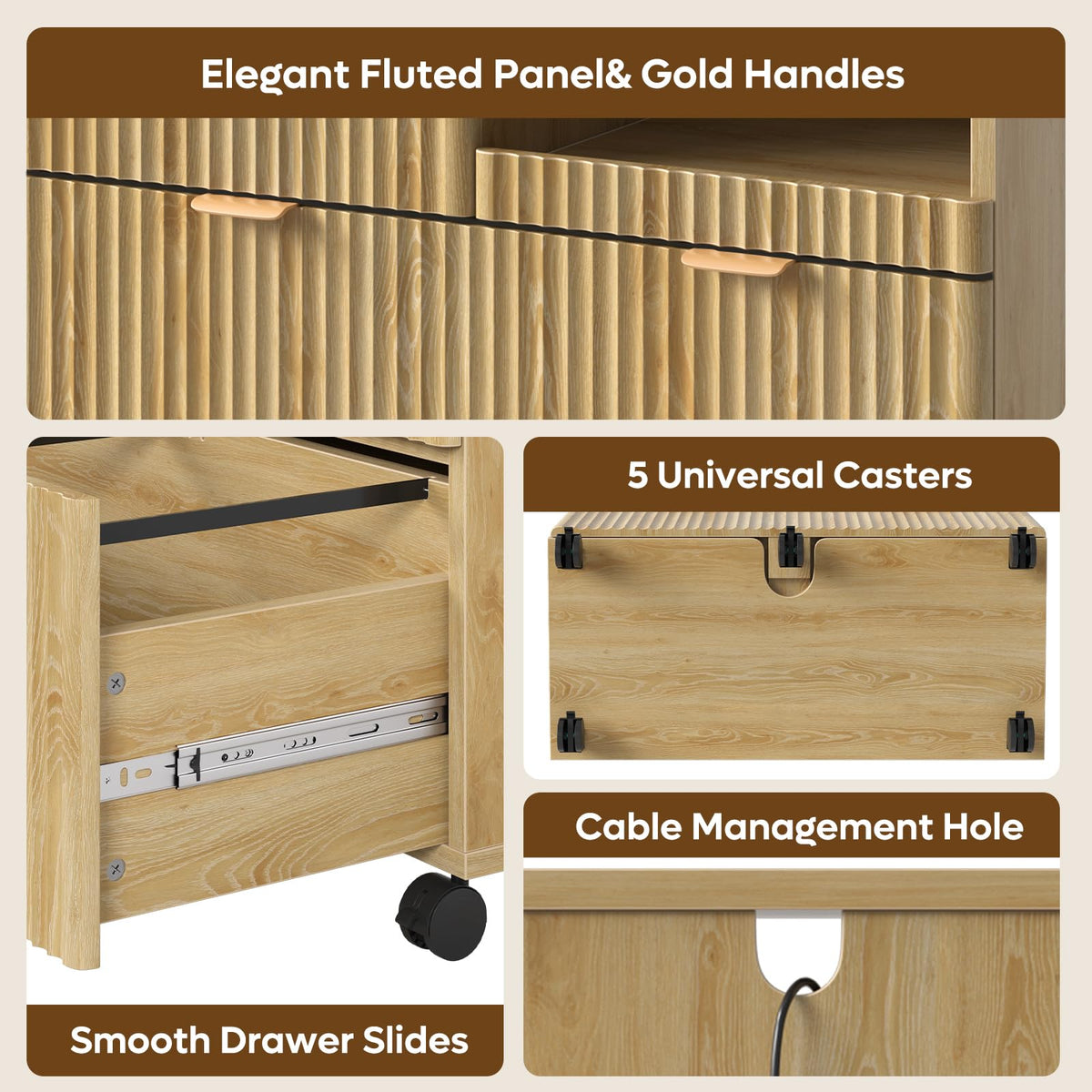 3 Drawer Wood File Cabinet T47622