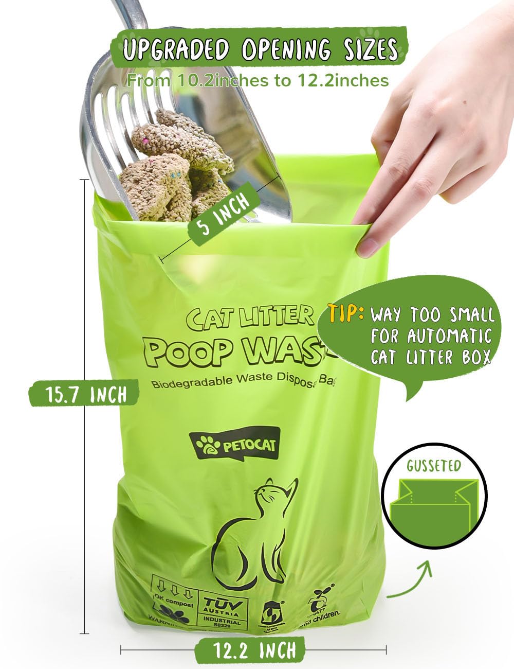 Biodegradable Unscented Cat Litter Bags 100 Count W174071