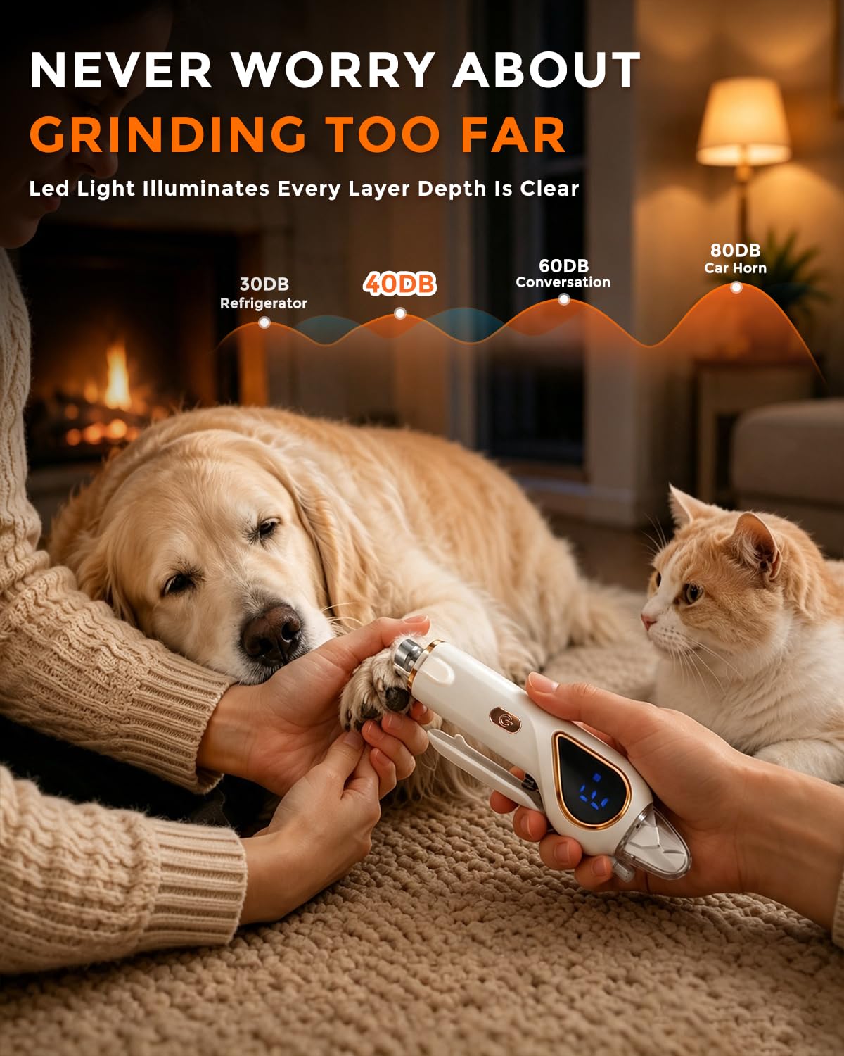 2-in-1 Dog Nail Clippers & Cat Grinder with Dual LED Lights A4980