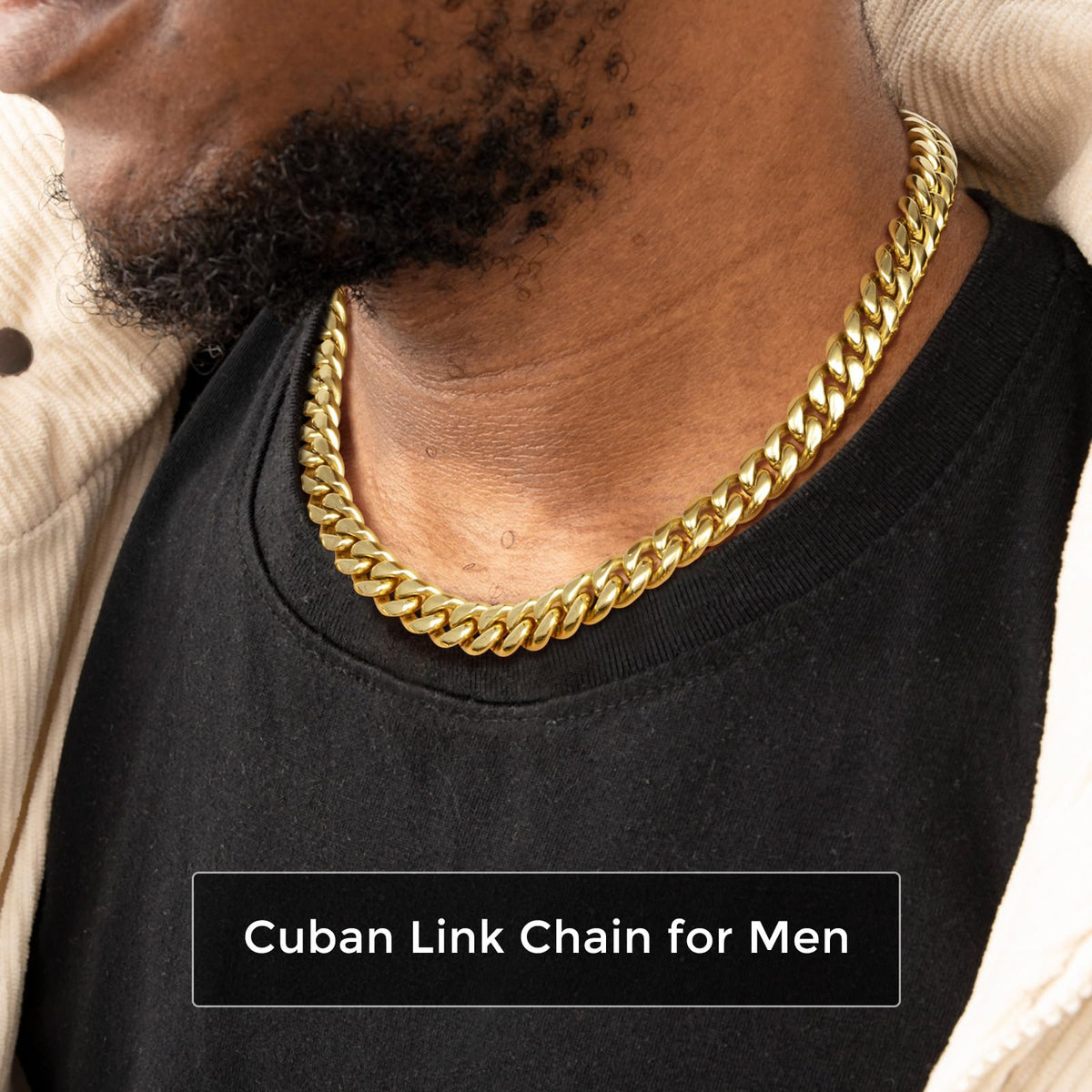 Gold Cuban Link Chain 316L Stainless Steel Necklace 20/22/24 Inches A539