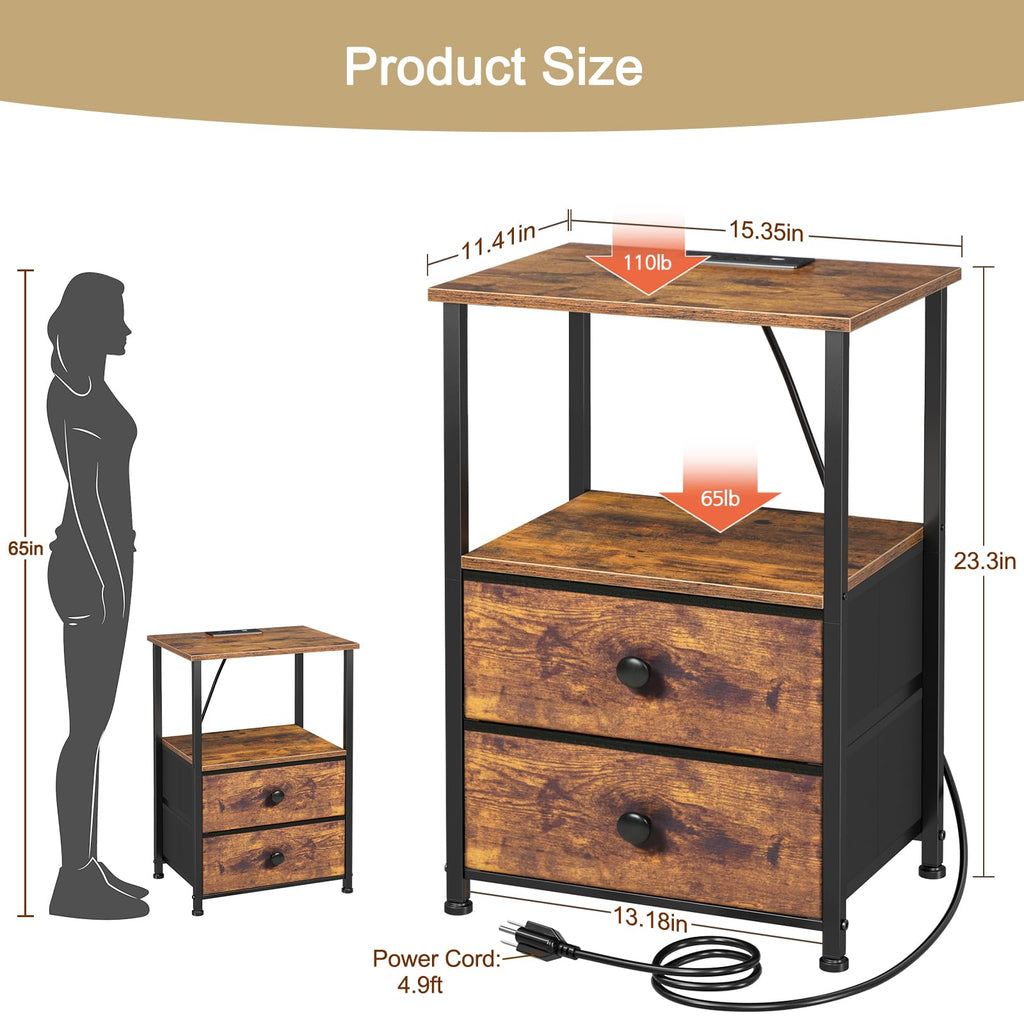 Nightstands Set of 2 with Charging Station R7405