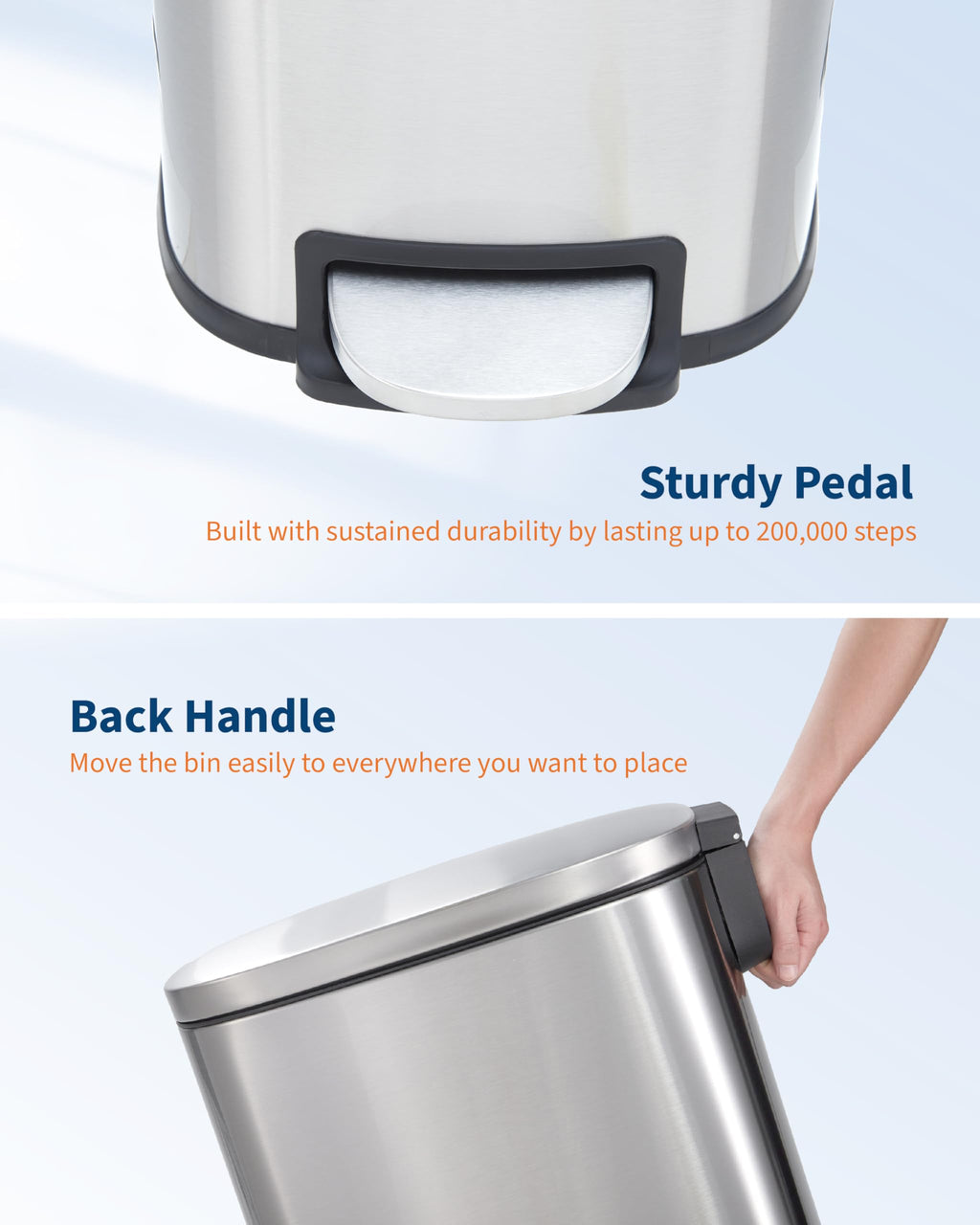 Stainless Steel Vertical Arc Trash Can 50L U2012