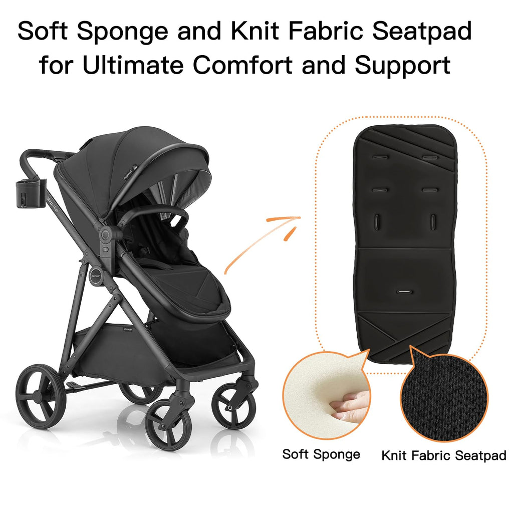 3-in-1 Convertible Baby Stroller with Reversible Seat Black C78592