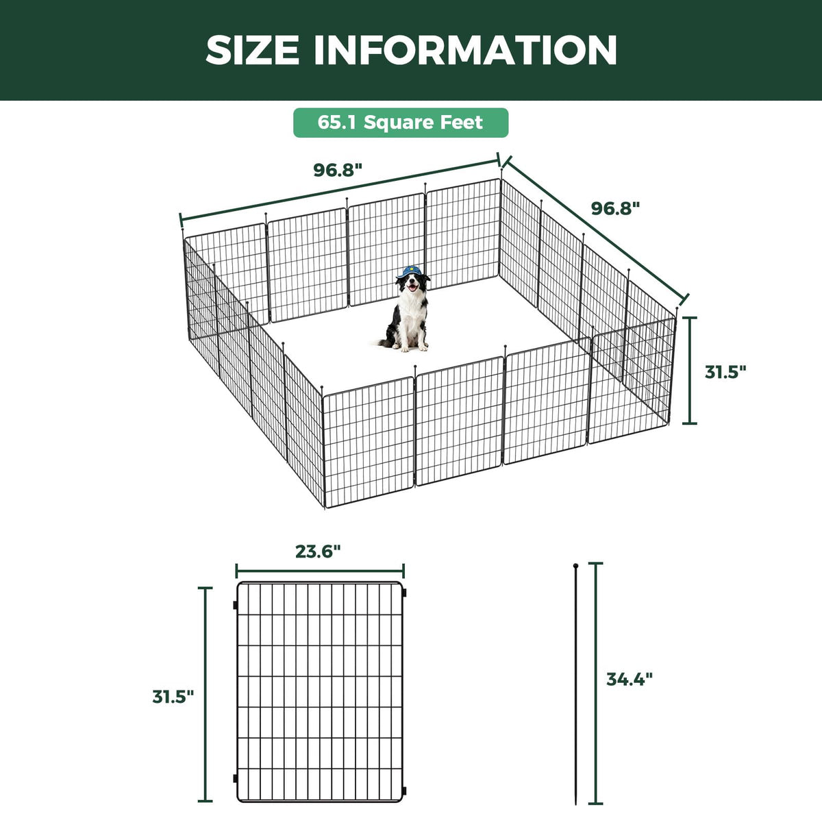 32" H 16 Panels Dog Playpen A63996