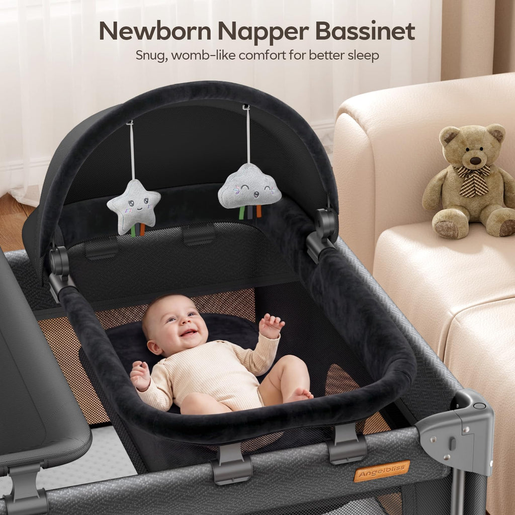 5-in-1 Baby Bassinet Bedside Crib with Changing Table Y9730