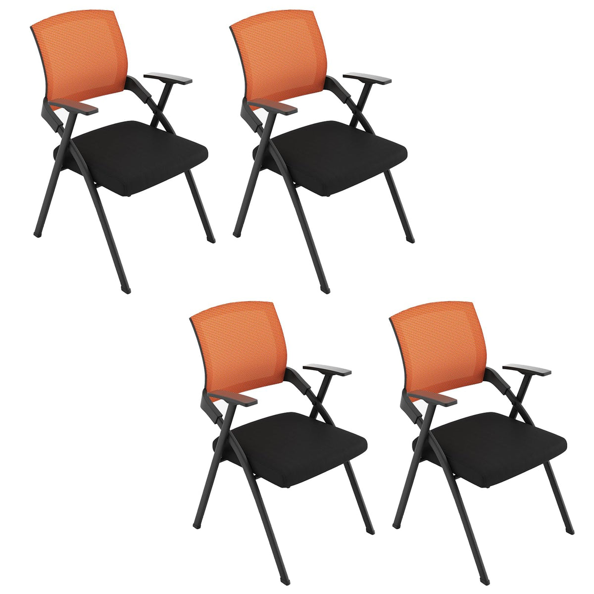 Foldable Mesh Office Chair with Back Armrest, 4pcs, Orange N3442