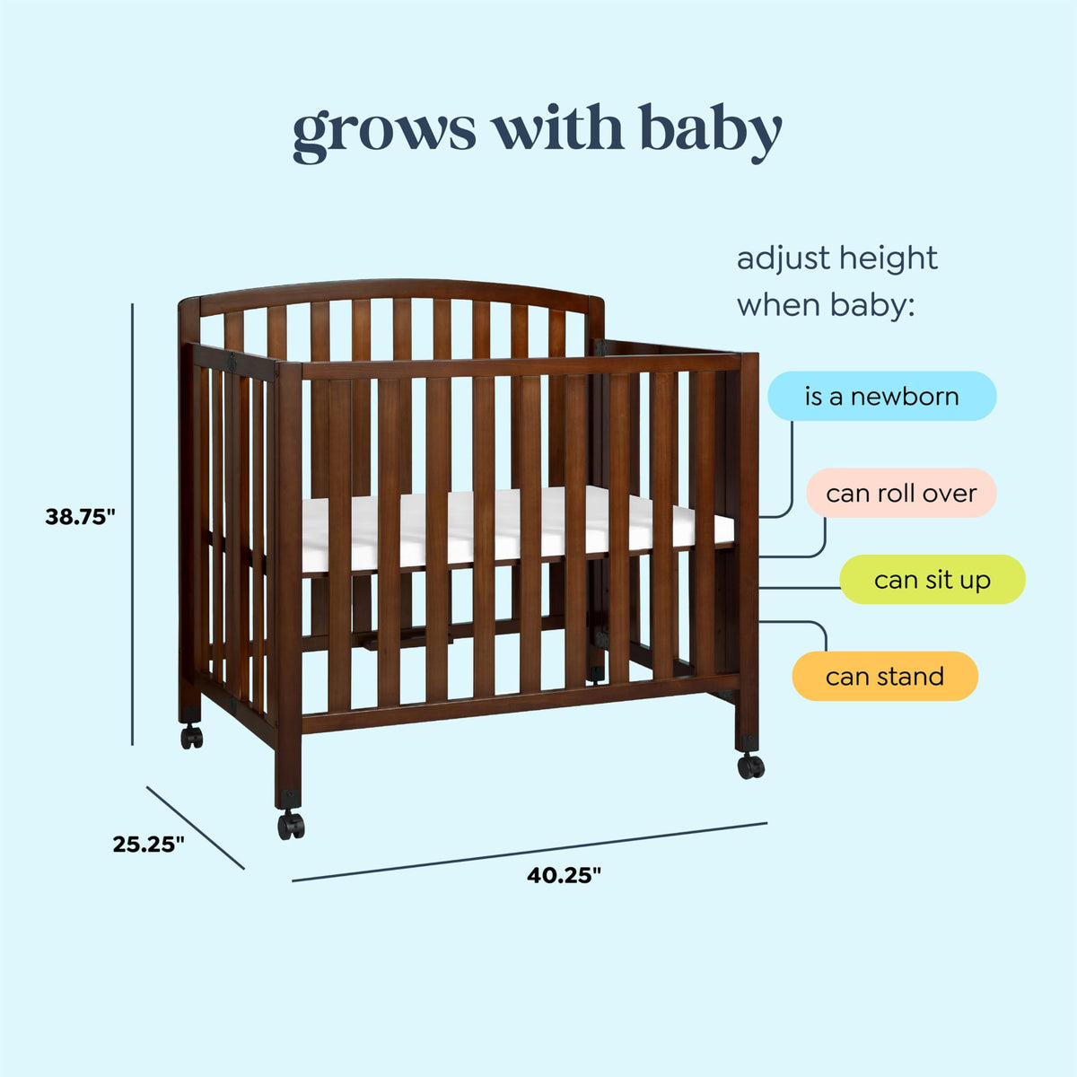 Espresso 3-in-1 Convertible Mini Crib N1334