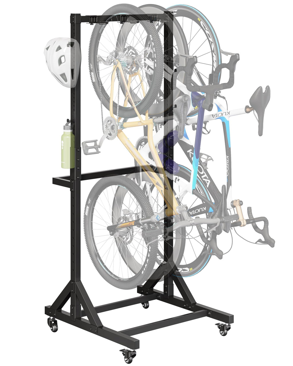 Freestanding Bike Storage Rack with Wheels for 3 Bikes W727306
