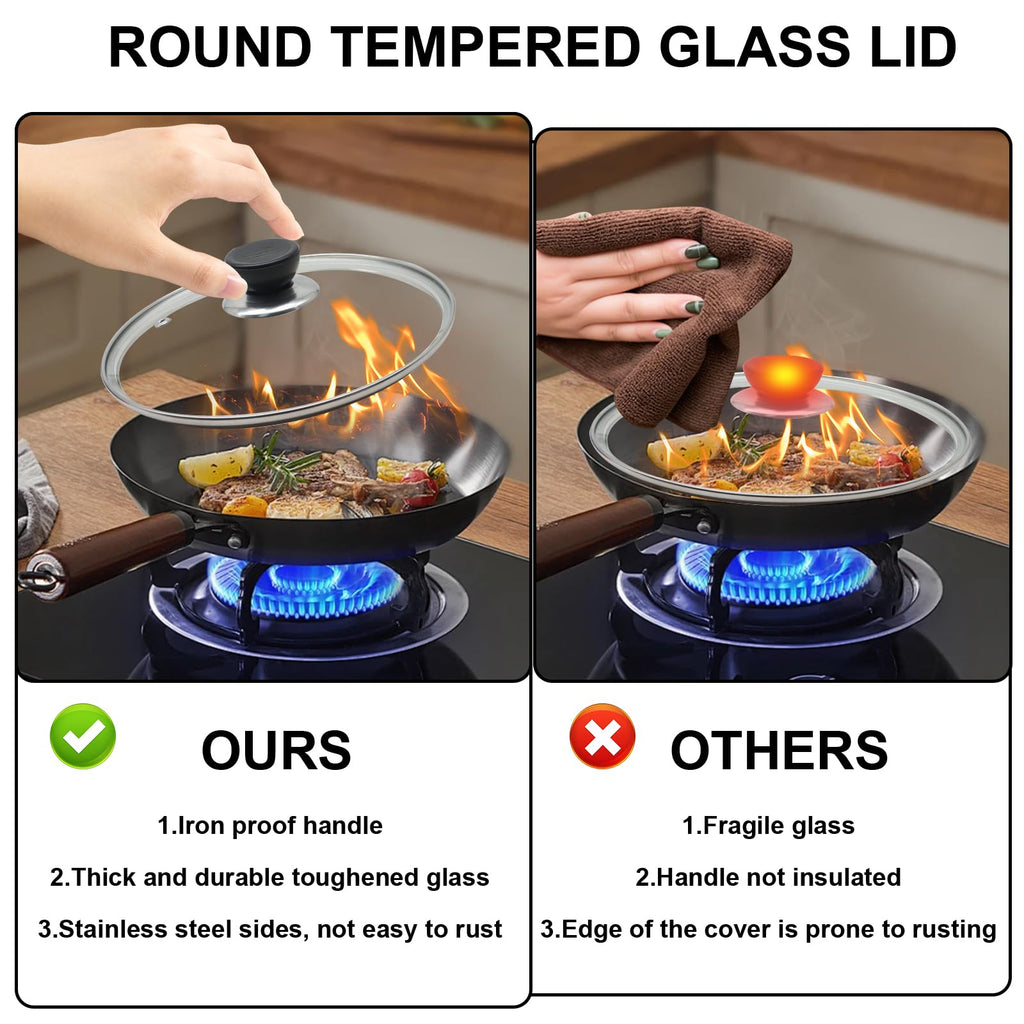 8 Inch Tempered Glass Lid with Stainless Steel Rim P43147