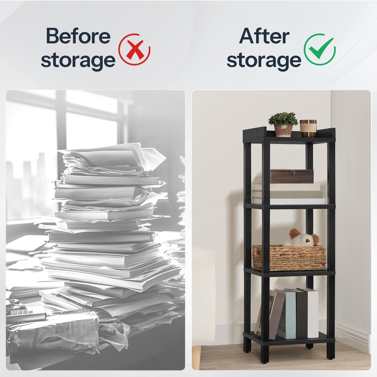 Black 4-Tier Wooden Bookcase Q4794