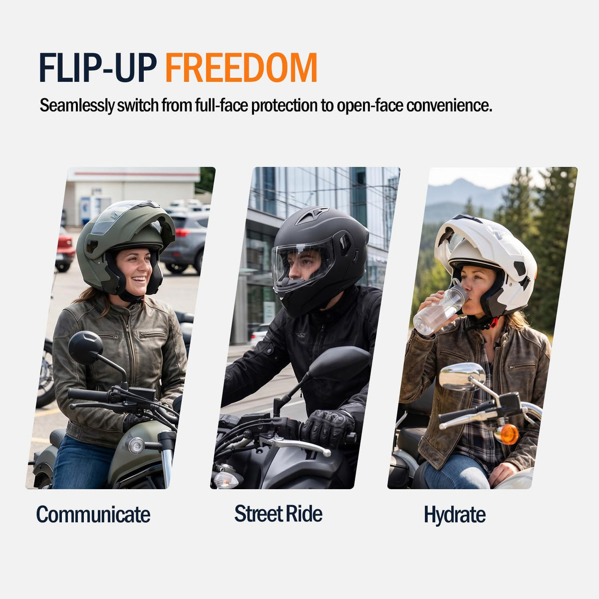 Full Face Flip Up Matte Black Motorcycle Helmet N7639