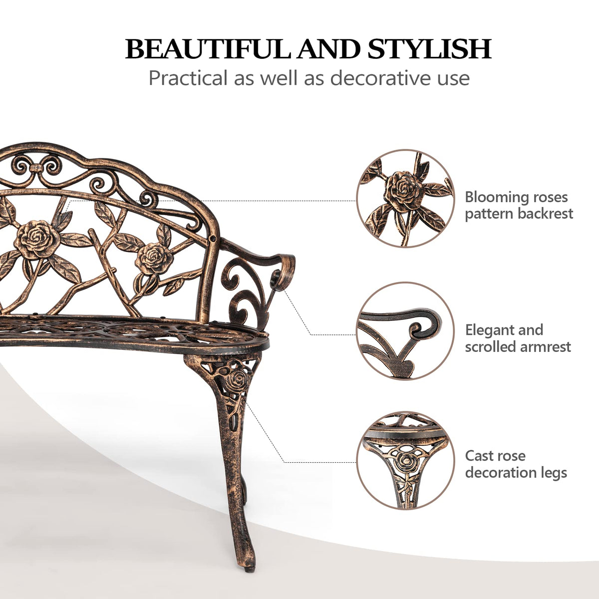2 Seater Cast Iron Cast Aluminium Garden Bench M36820