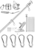 Silver 7 FT Metal Flagpole Kit and 304 Stainless Steel Flagpole Clips V883328