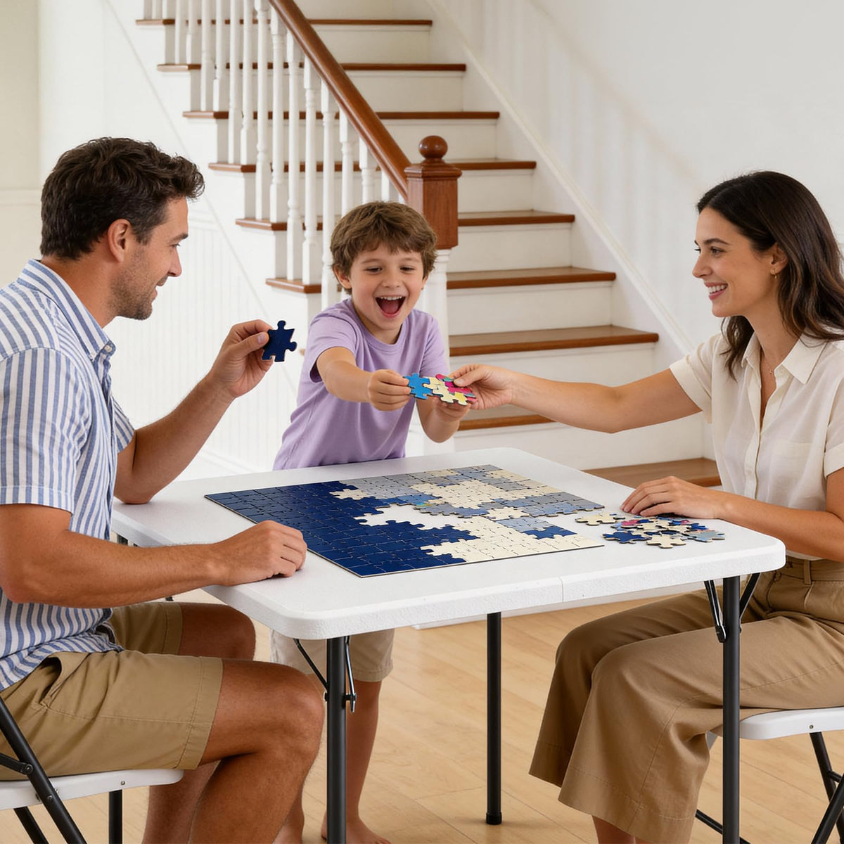Folding Table, 36 Inch Square Foldable Card Table with Carrying Handle Y195