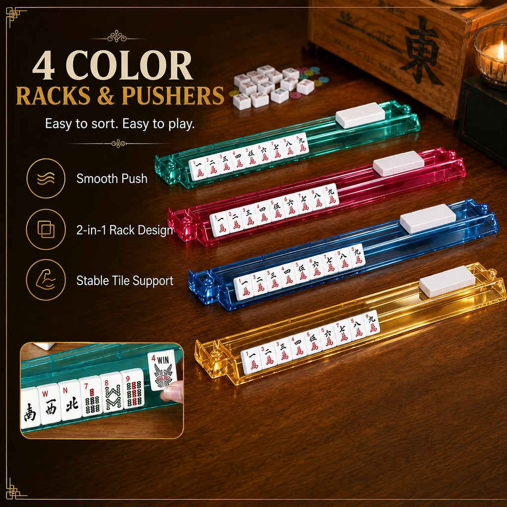 166 Tiles Mahjong Tile Set with Racks and Carrying Bag S95685