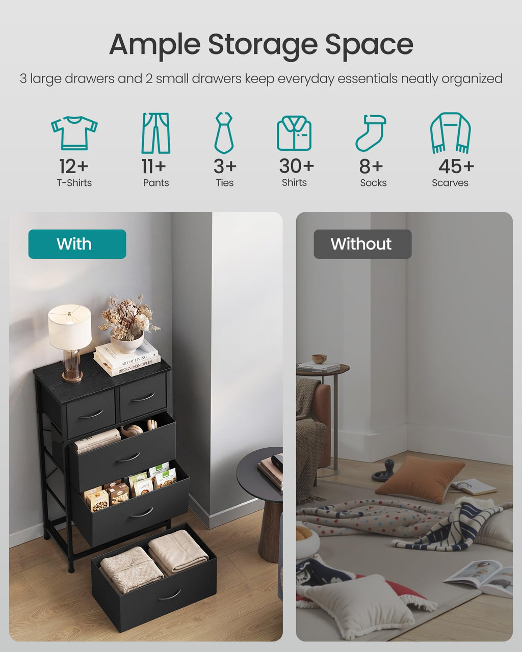 Tall Dresser with 5 Fabric Drawers W6935