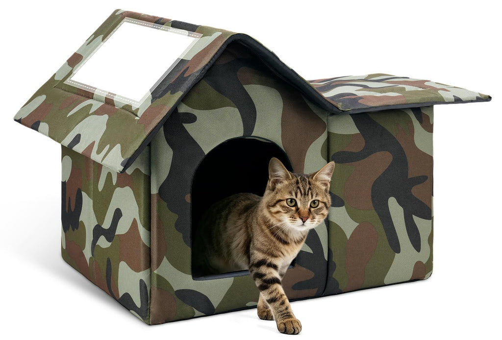 Large Weatherproof Outdoor Cat House with Door and Soft Mat G441