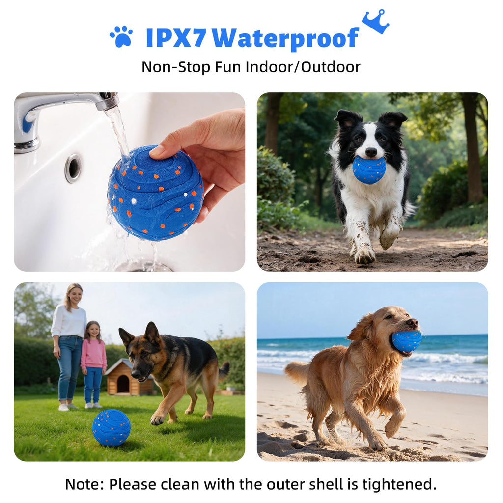 Interactive Dog Toy Ball Automatic Moving Bouncing Rotating E-TPU Waterproof Blue S37338