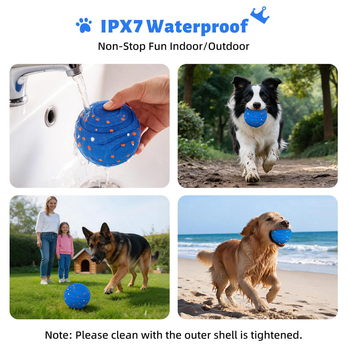 Interactive Dog Toy Ball Automatic Moving Bouncing Rotating E-TPU Waterproof Blue S37338