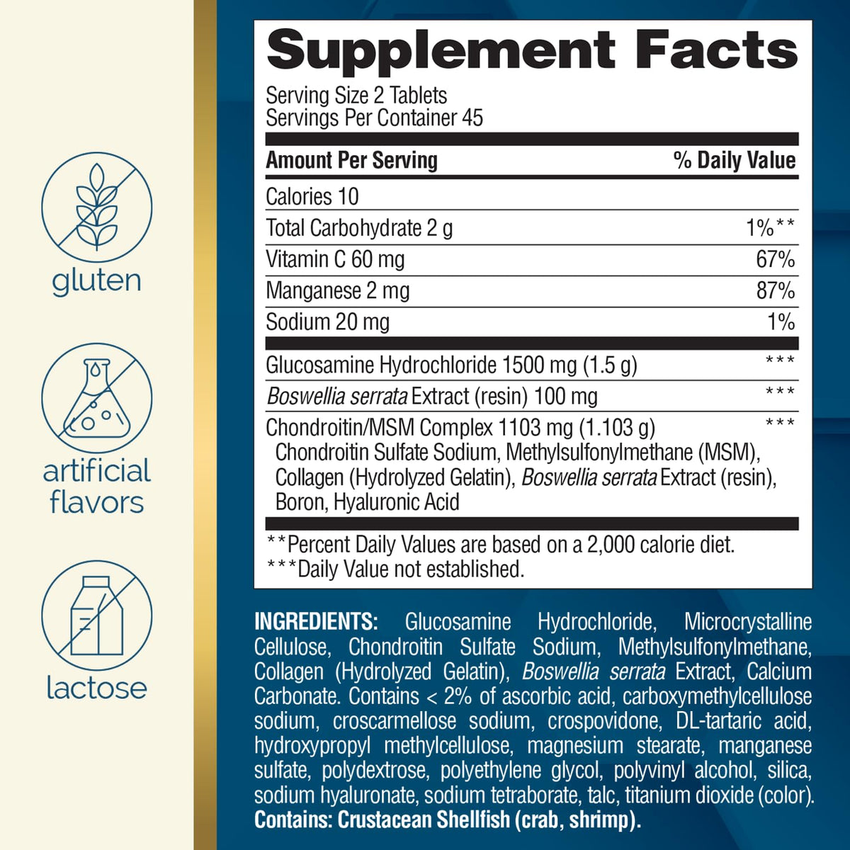 Triple Strength Glucosamine Chondroitin MSM 90 Tablets S60526