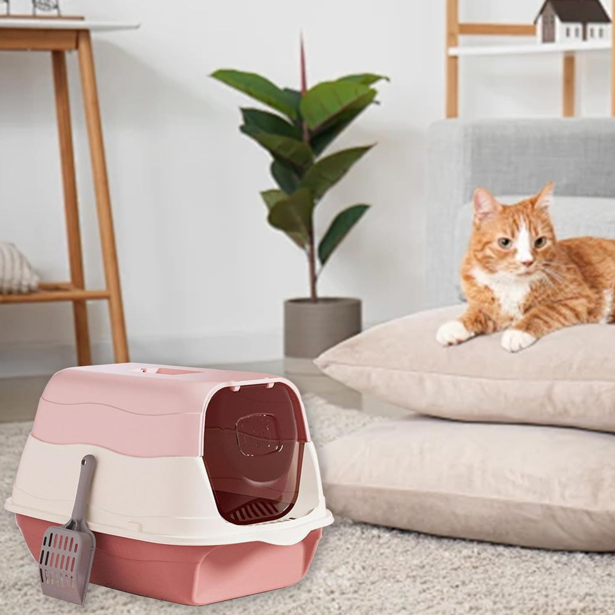 Cat Litter Box with Lid with Litter Scoop K639