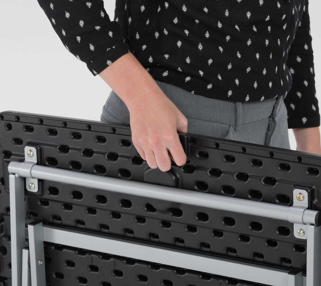 Small Folding Table, Portable Plastic Black 30 Inch N18127