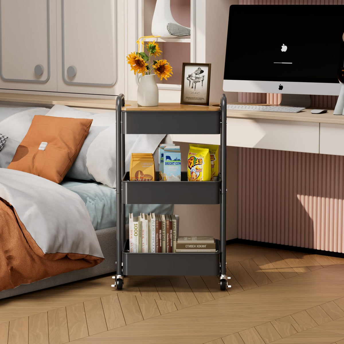 3-Tier Rolling Metal Utility Cart F75134