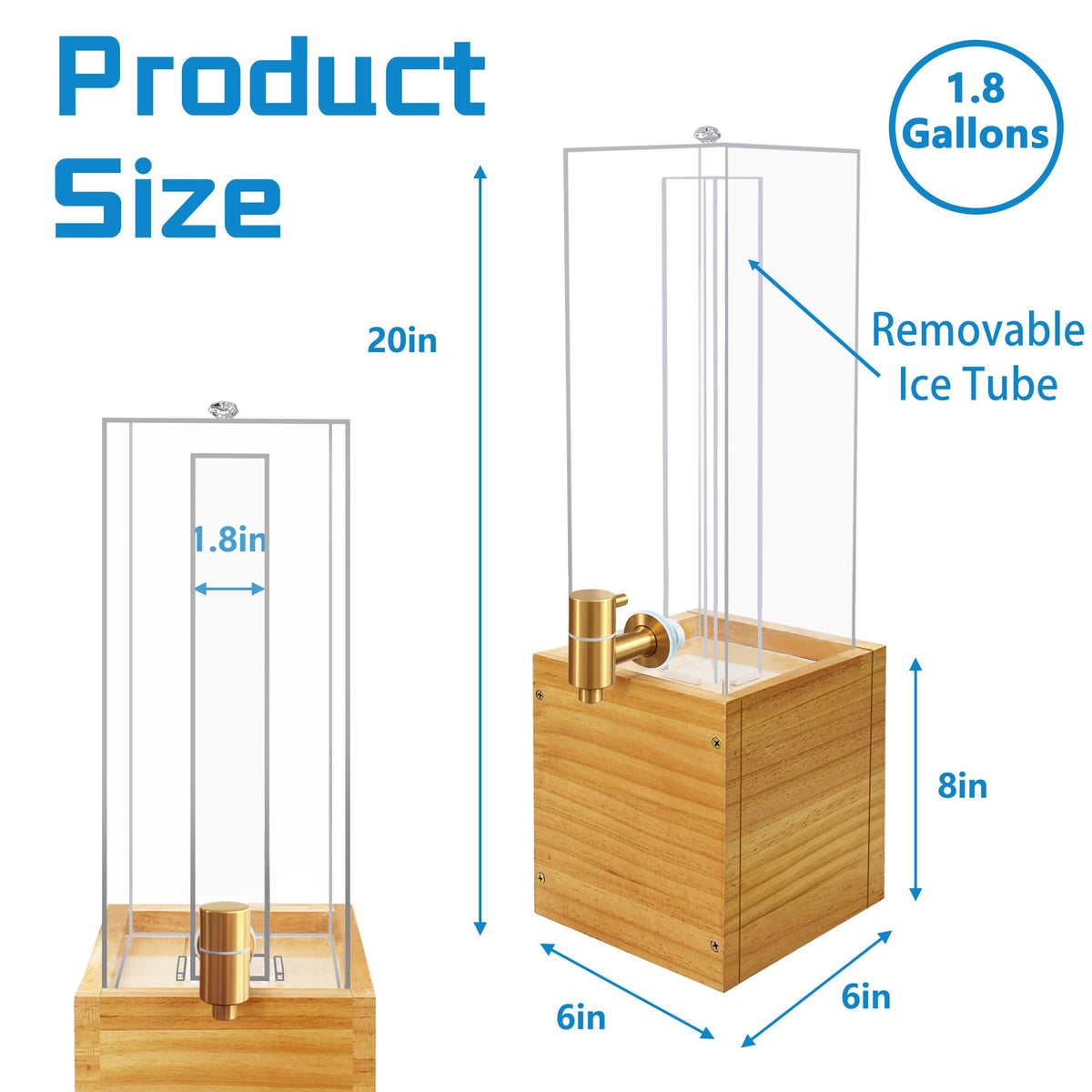 1.8 Gallon Drink Dispenser with Wood Stand Y45484