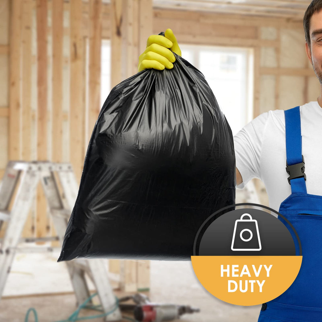 Heavy Duty 42-Gallon Contractor Trash Bags, Tear Resistant, Black, 10 Ct S61924