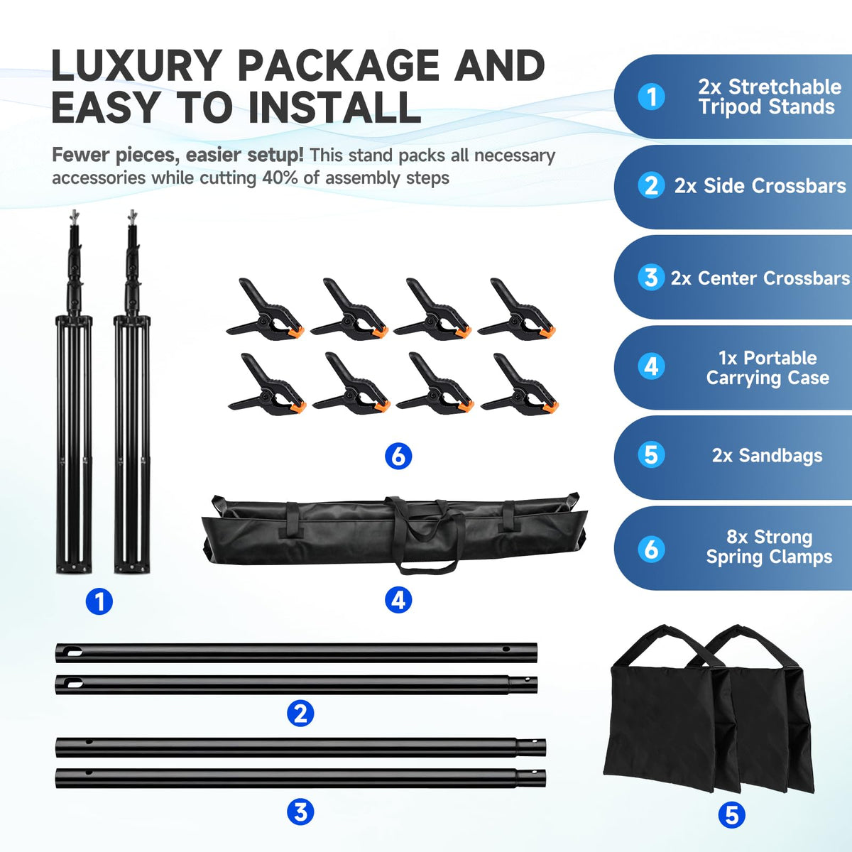 8x10ft Adjustable Backdrop Stand Kit with Carrying Case P434