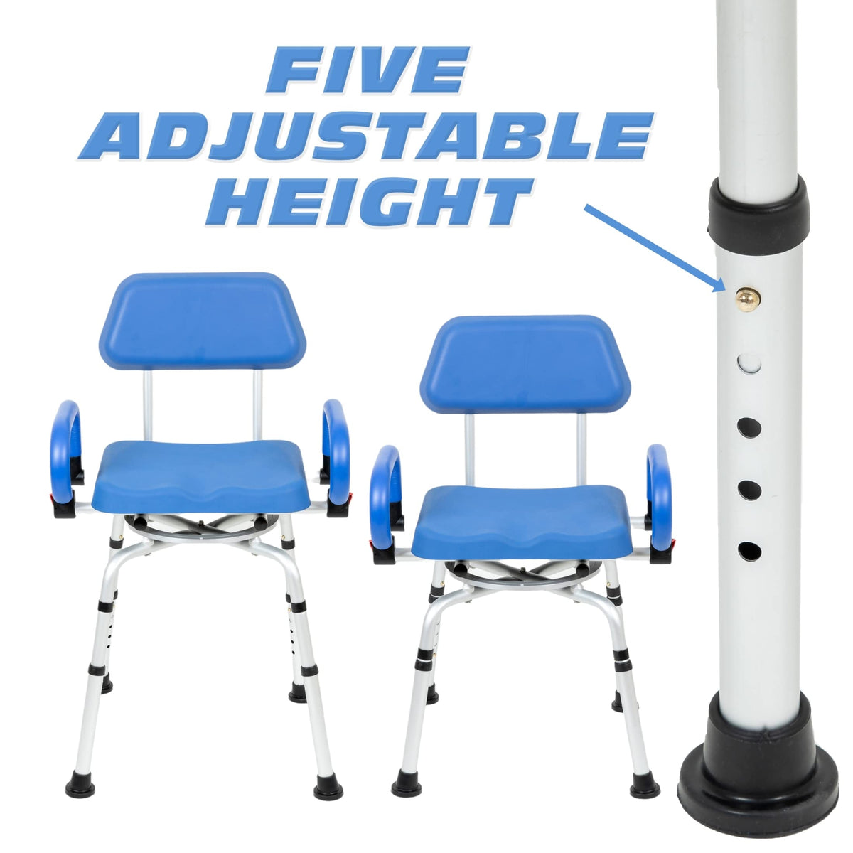 Blue Padded Shower Chair with Back and Arms G924