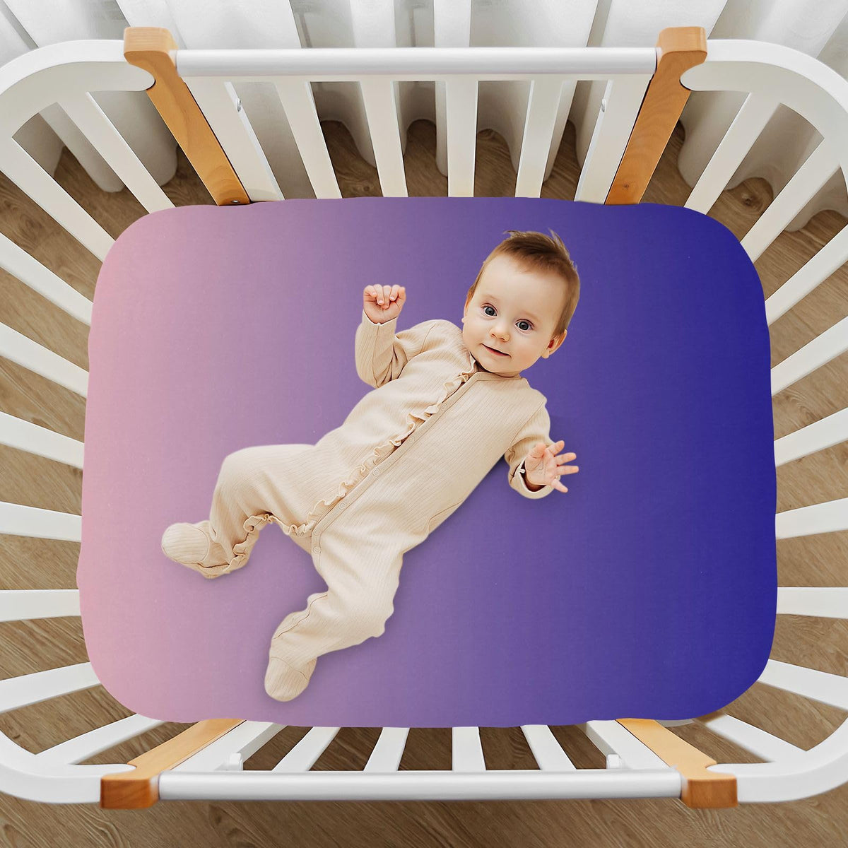 Dark Blue Pink Fitted Crib Sheet Microfiber O35422