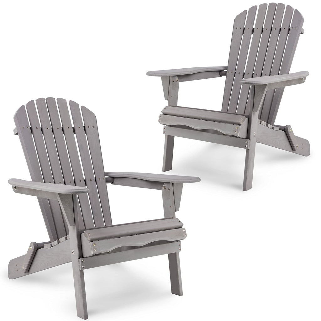 Wooden Folding Adirondack Chairs Set of 2 Solid Cedar Q2796