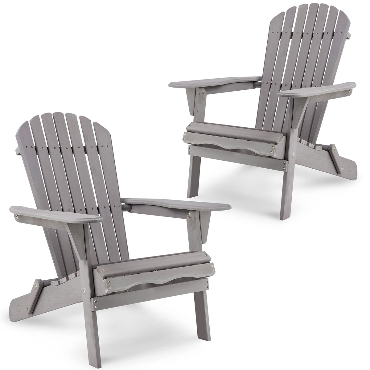 Wooden Folding Adirondack Chairs Set of 2 Solid Cedar Q2796
