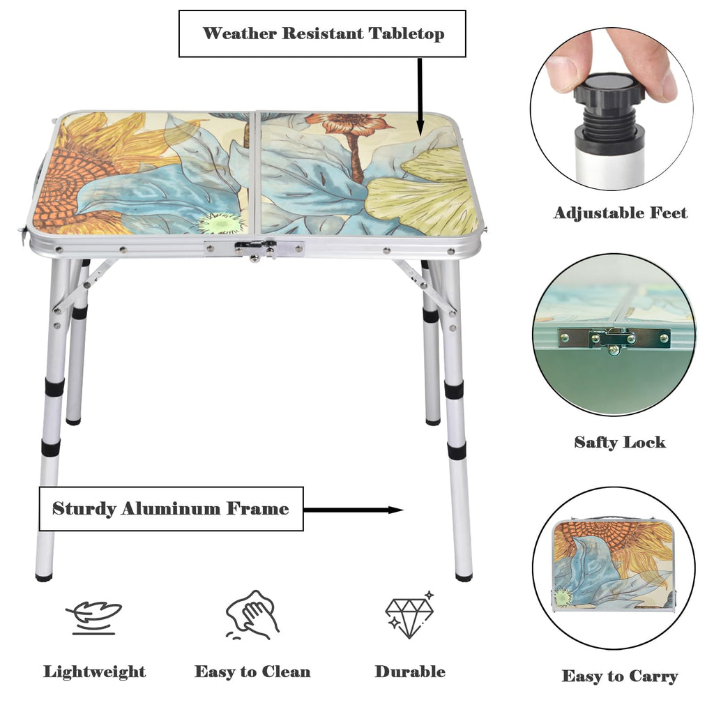 Small Folding Camping Table Aluminum 3 Adjustable Heights C131