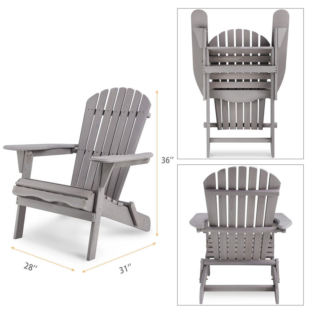 Wooden Folding Adirondack Chairs Set of 2 Solid Cedar Q2796