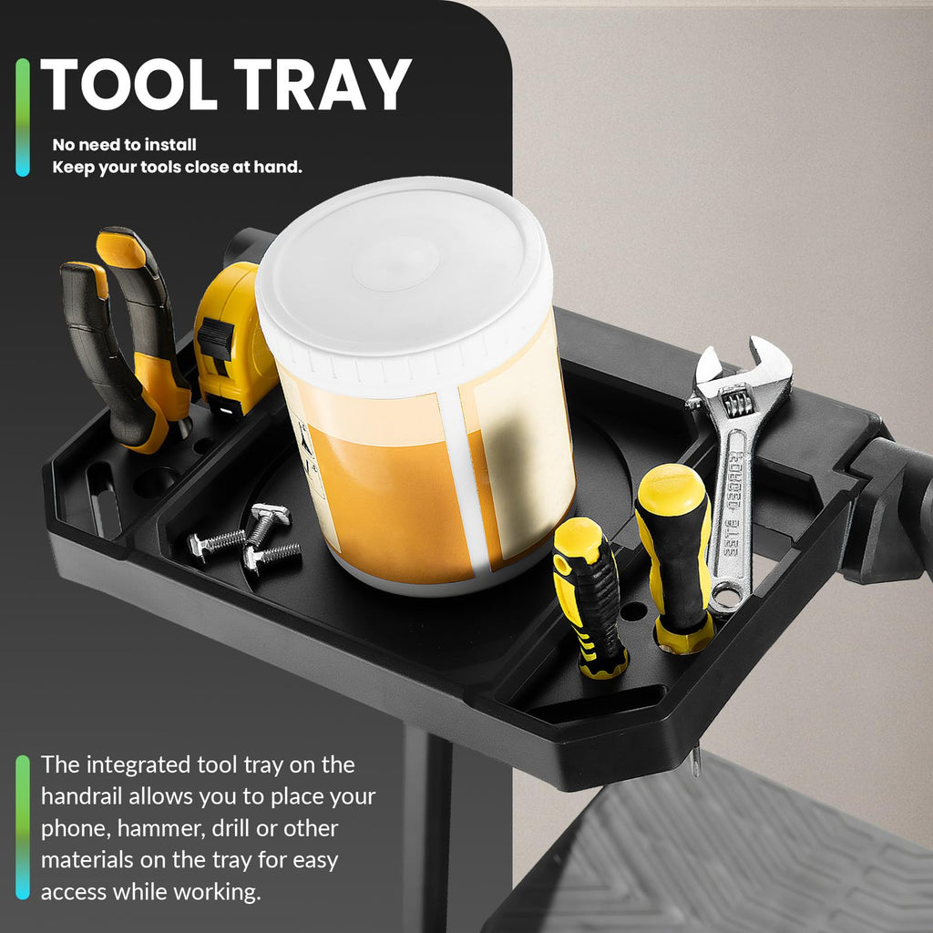 3 Step Steel Stool with Handrail & Tool Tray T6408