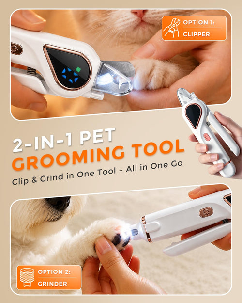 2-in-1 Dog Nail Clippers & Cat Grinder with Dual LED Lights A4980
