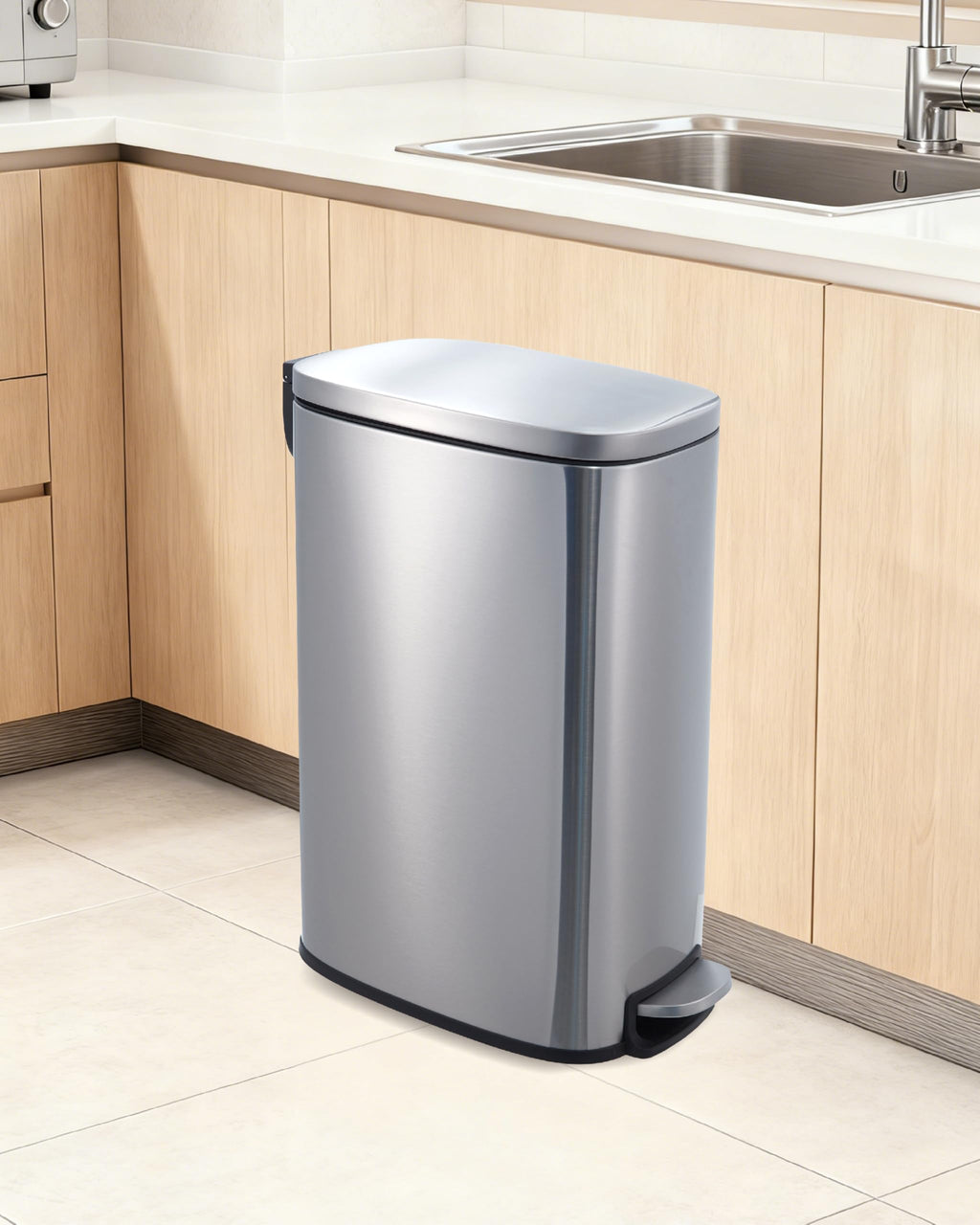 Stainless Steel Vertical Arc Trash Can 50L U2012