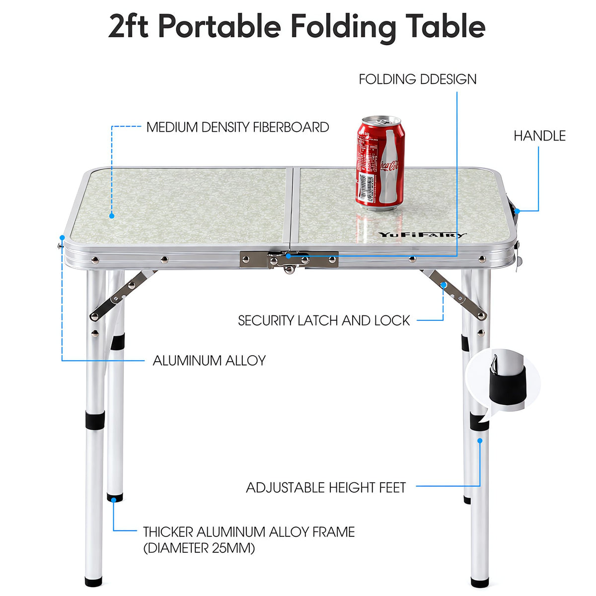 Adjustable Height Small Folding Camp Table B90842