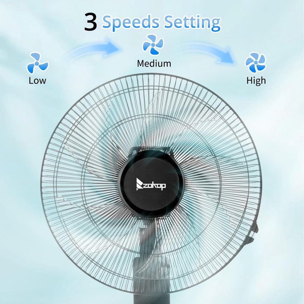 16 inch Oscillating Pedestal Fan with Remote Control, Black H357048