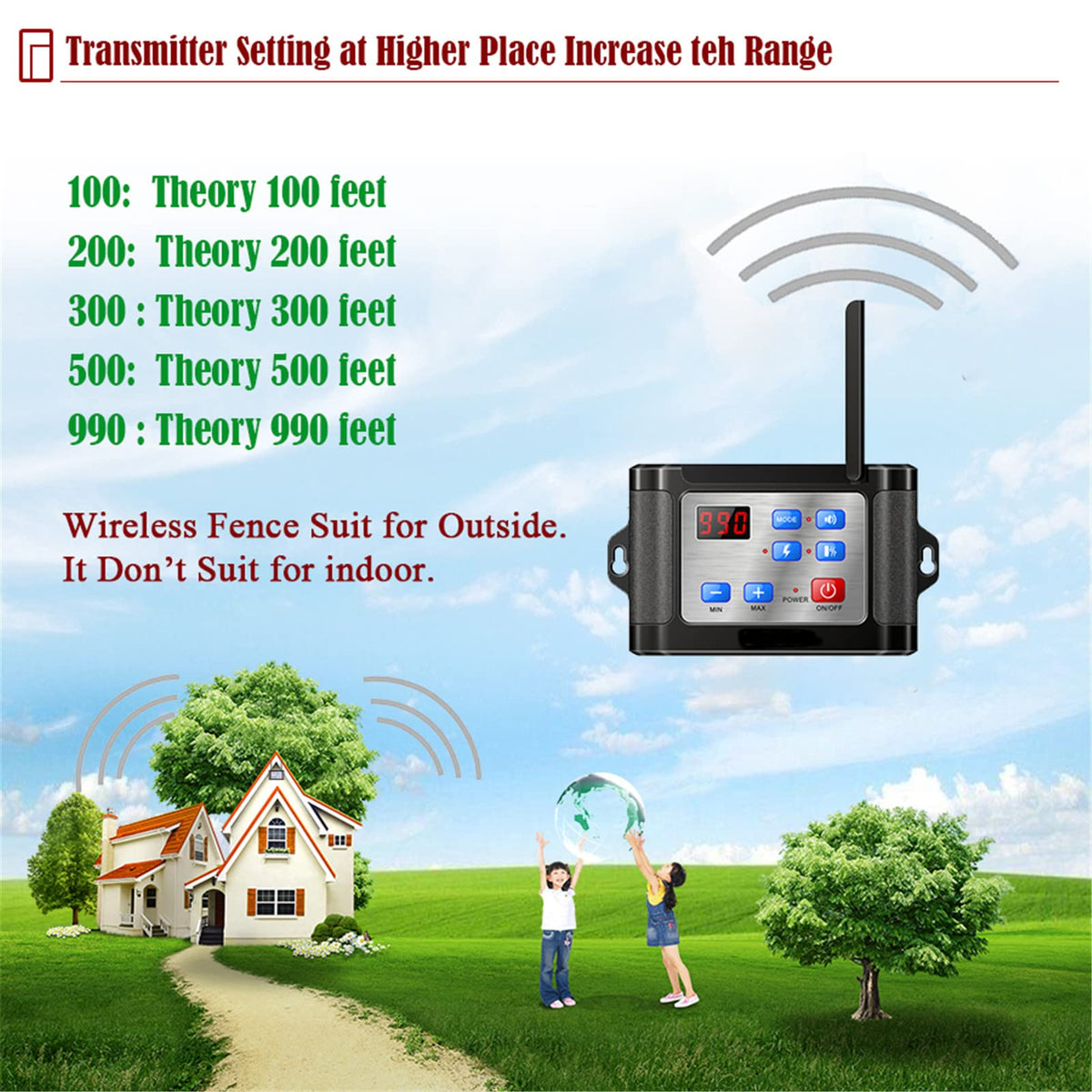 Wireless Dog Fence Training Collar with Remote, Waterproof, 2 Dogs I6088