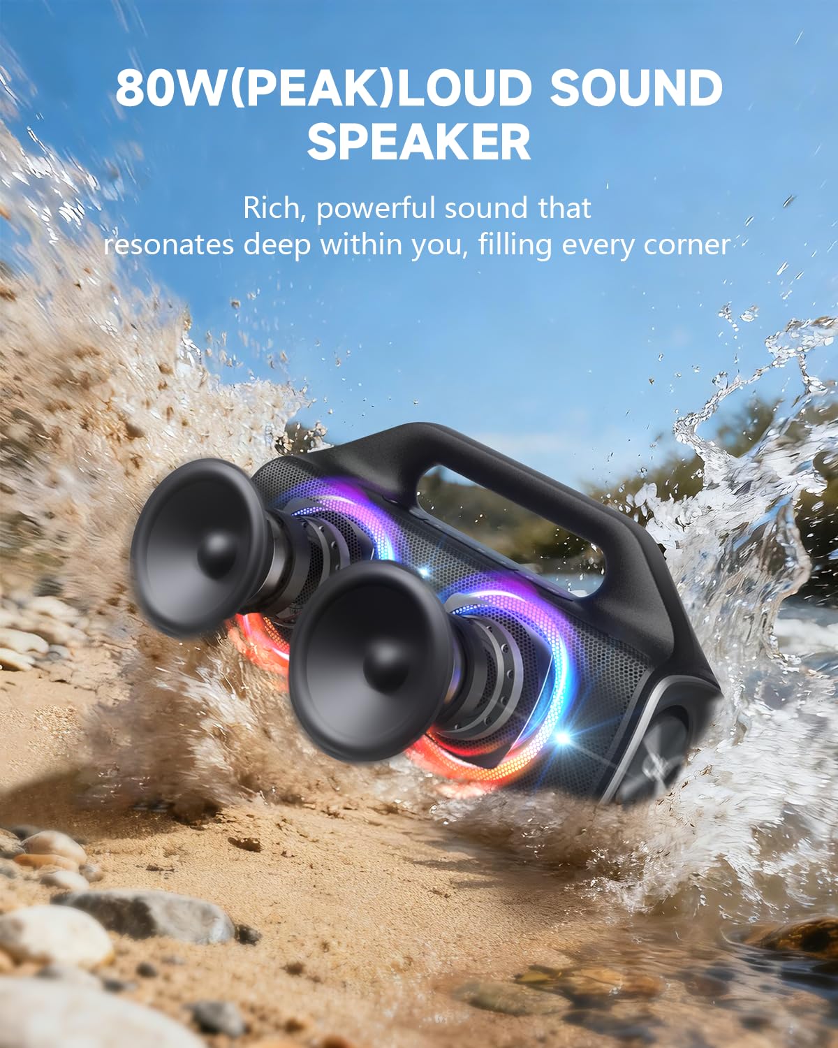 80W IP67 Waterproof Wireless Outdoor Bluetooth Speaker V5350