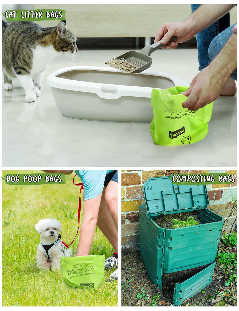Biodegradable Unscented Cat Litter Bags 100 Count W174071