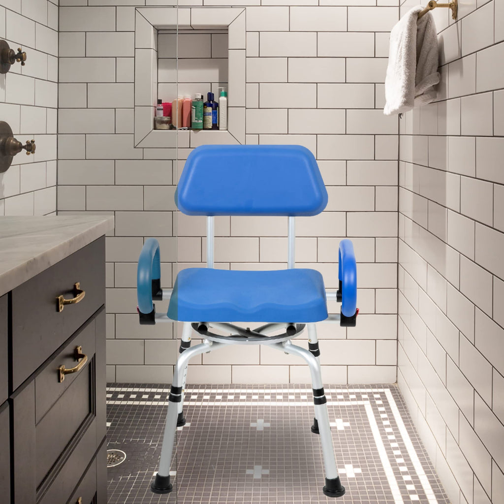 Blue Padded Shower Chair with Back and Arms G924